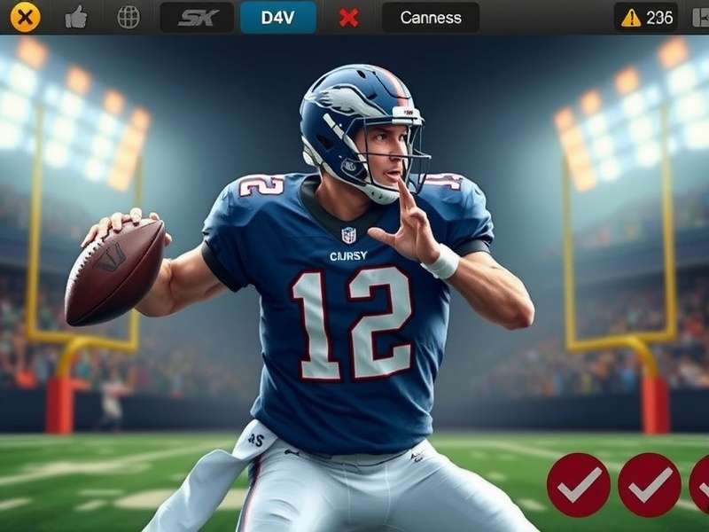 Football Legends QB analyzing defense pre-snap