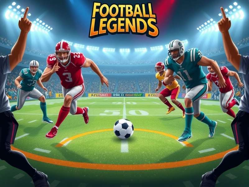 Football Legends Board Game set with cards, tokens, and miniatures on a wooden table