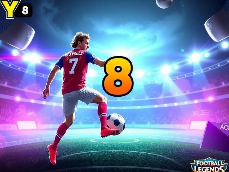 Y8 Football Legends 2019 gameplay screenshot showing intense soccer action