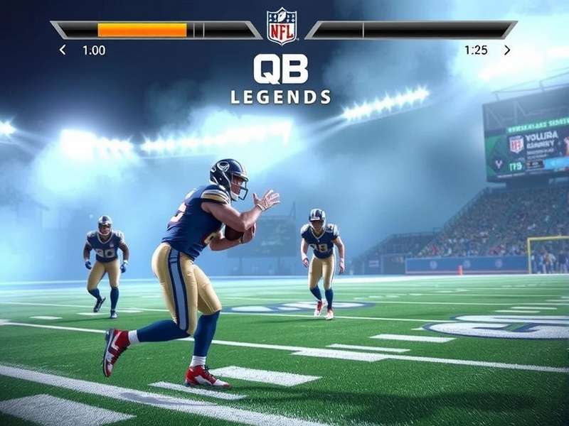 Quarterback throwing a football in a dramatic stadium setting