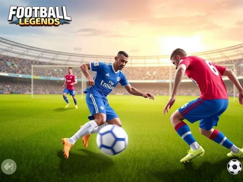 Two players engaged in an intense Football Legends match on one screen