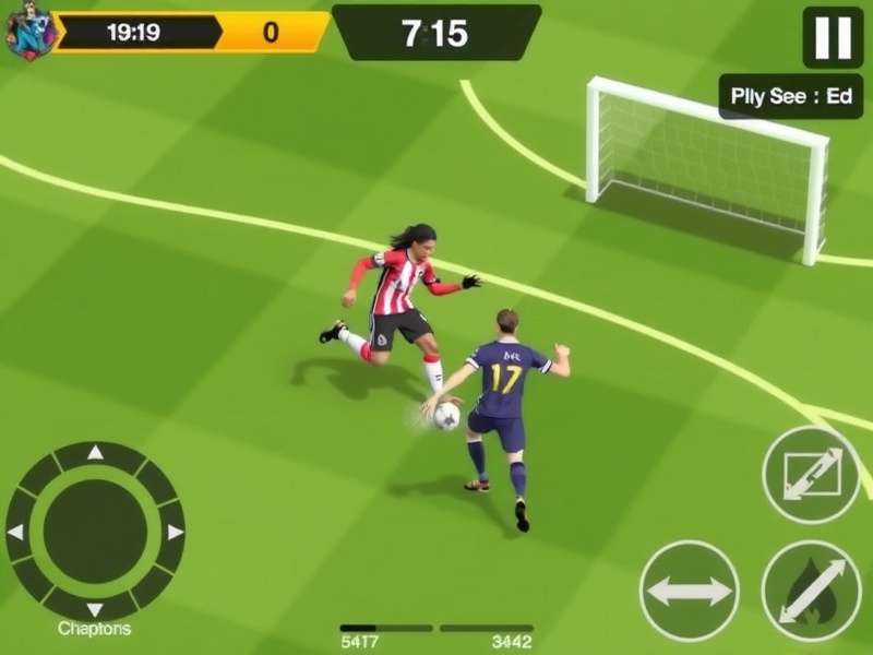 Two players competing in a football video game on a screen