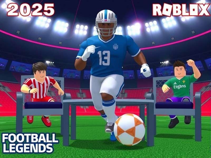 Football Legends Roblox gameplay scene showing character customization and stadium