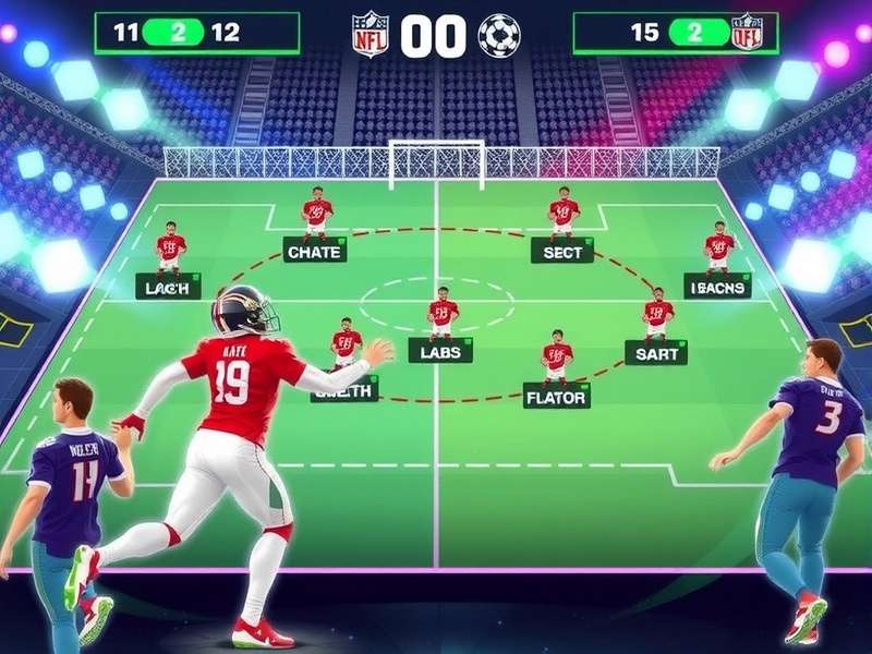 Tactical overview of a football play diagram on a digital screen