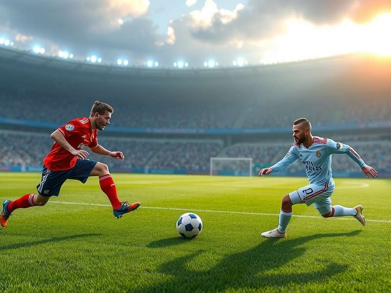 Dynamic football league match in action