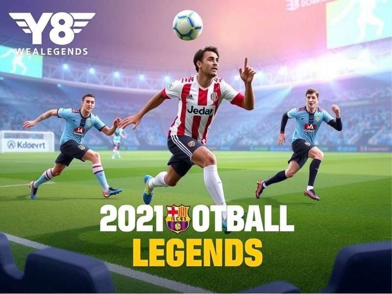 Dynamic in-game action from Y8 Football Legends 2021 showing a player taking a shot on goal