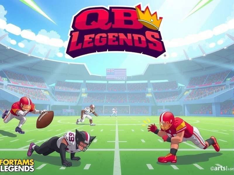 Quarterback in Football Legends game executing a perfect long pass
