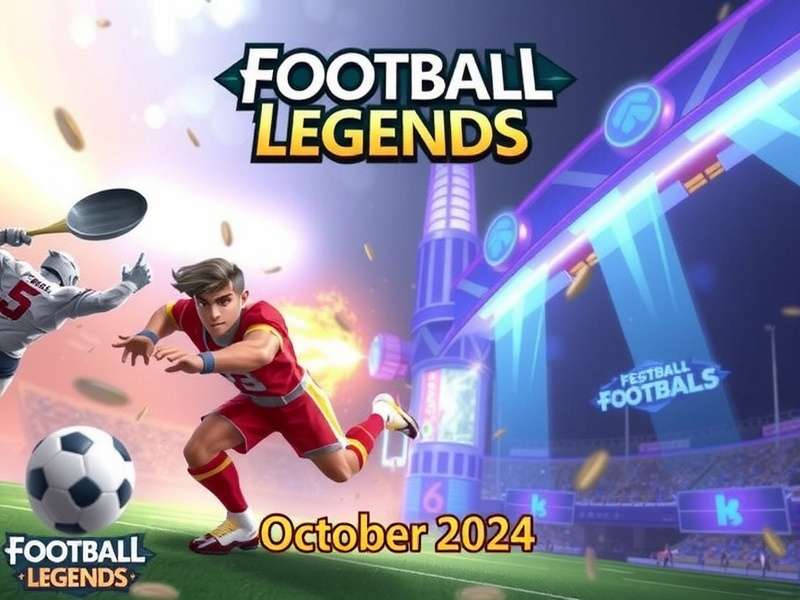 Football Legends game poster showing latest October 2024 codes and rewards